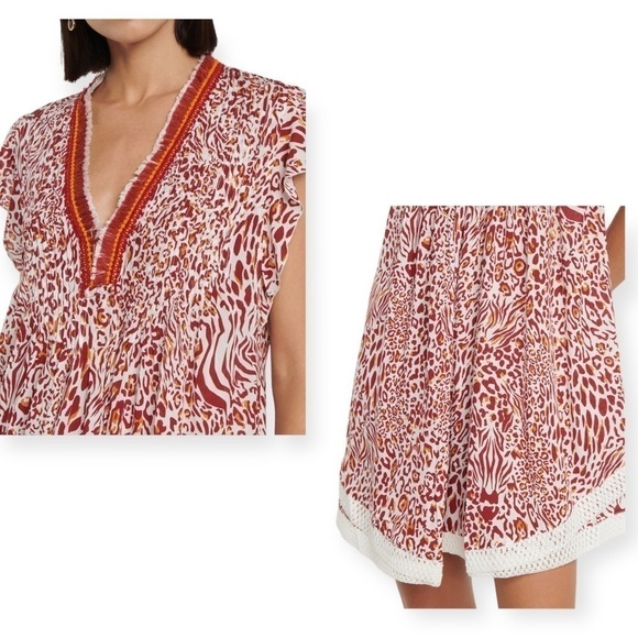 Poupette St Barth Sasha‎ Mini Dress in Leopard Print Size XS, New with Tags - Picture 2 of 15